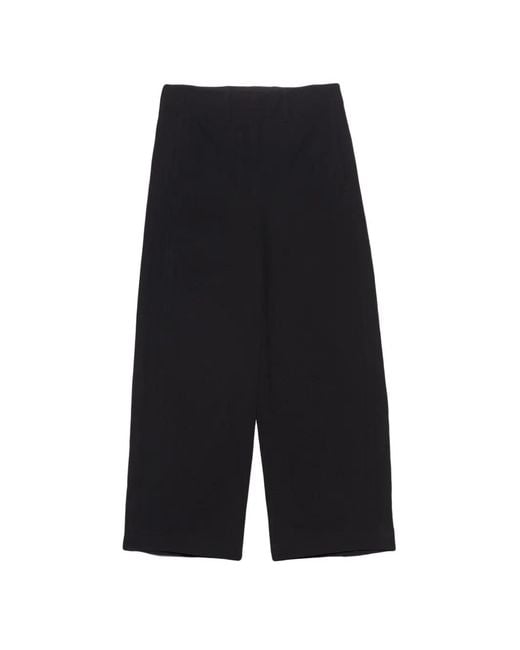 Bimba Y Lola Black Cotton And Linen Barrel-Leg Trousers