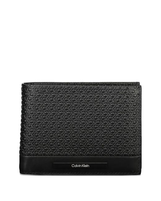 Calvin Klein Black Portefeuille Pliant À Motif Monogrammé Embossé for men
