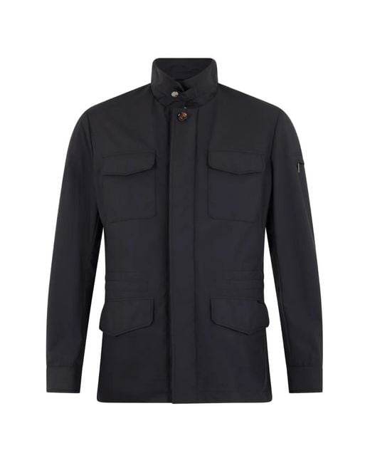 Moorer Blue Flap-Pocket Collar Jacket for men