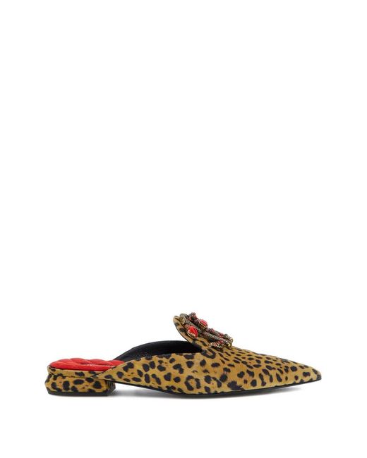 Roberto Cavalli Brown Mules À Motif Léopard