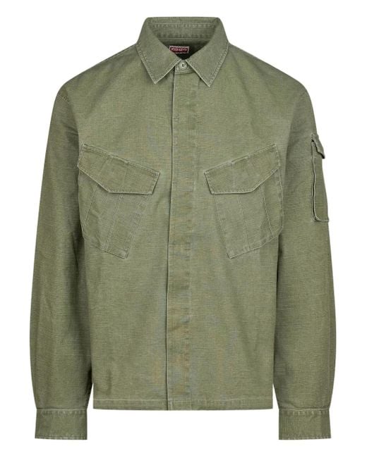 KENZO Hemdjacke mit Taschen in Green für Herren