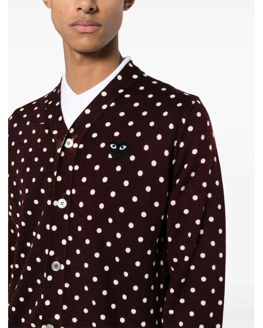 COMME DES GARÇONS PLAY Blue Polka-Dot Wool Cardigan for men