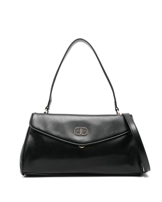 Twinset Black Logo-Plaque Tote Bag