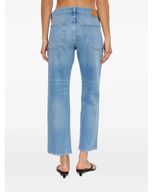 Rag & Bone Blue Faded Straight-Leg Jeans
