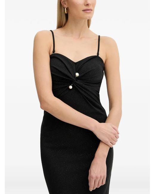 Fracomina Black Knot Pearl-Embellishment Maxi Dress