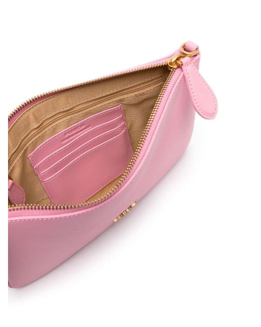 Pinko Pink Love Birds Leather Clutch Bag