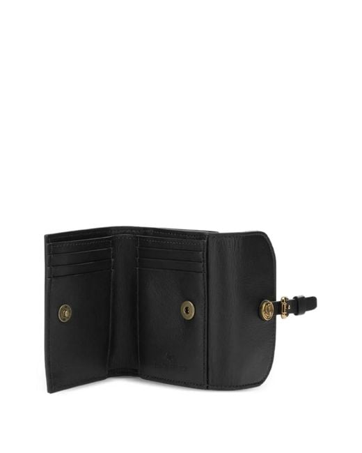 Etro Black Small Pony Buckle-Detail Leather Wallet