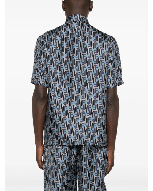 Camicia Con Logo di Fendi in Blue da Uomo