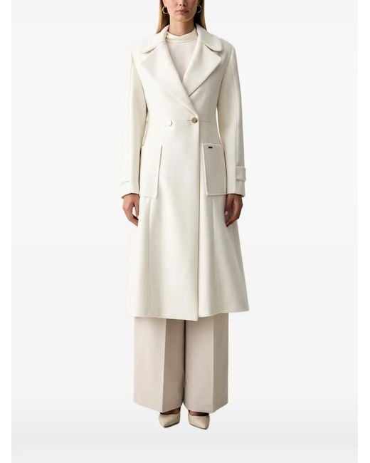Fracomina Natural Double-Breasted Patch-Pocket Coat