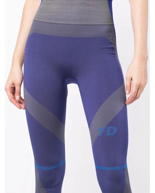 7 DAYS ACTIVE Blue Logo-print Panelled Tights