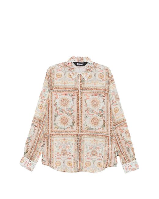 Just Cavalli Natural Printed Shirt for men