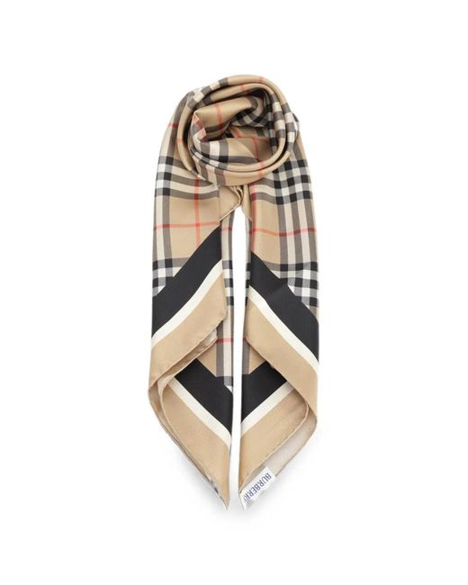 Burberry White Check Silk Scarf