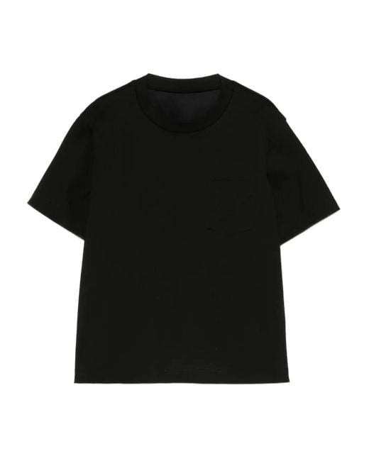Sacai Black Chest-Pocket Layered T-Shirt