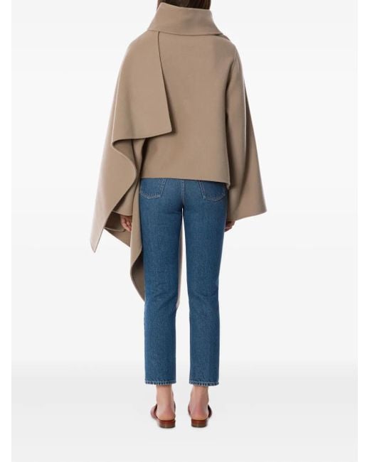 Alberta Ferretti Natural Asymmetric Draped Poncho
