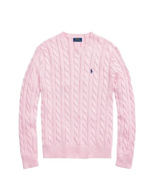 Polo Ralph Lauren Pink Cable-Knit Crew Neck Sweater for men