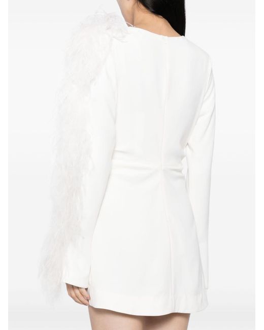 Robe courte Reina à détail de plumes Rachel Gilbert en coloris White