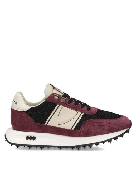 Philippe Model Brown Mesh-Panel Suede Low-Top Sneakers
