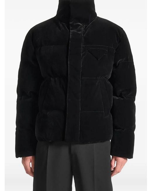 Manière De Voir Black Velvet Puffer Padded Jacket for men