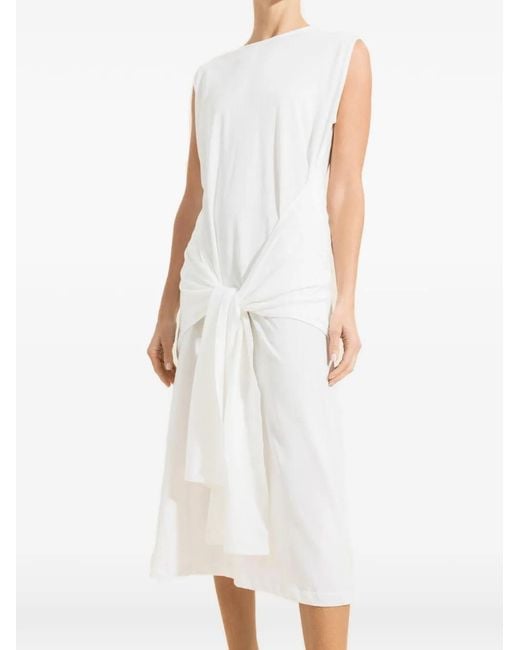 Totême White Tie-Waist Midi Dress