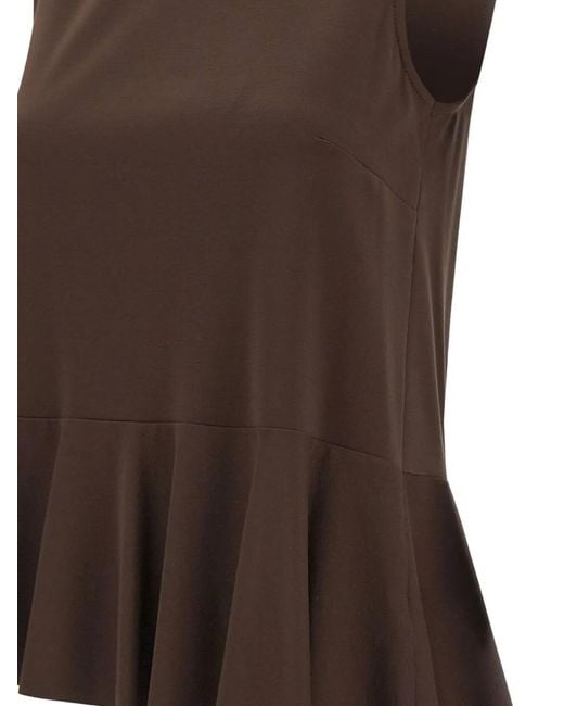Kaos Brown Blouse Sans Manches À Ourlet Volanté
