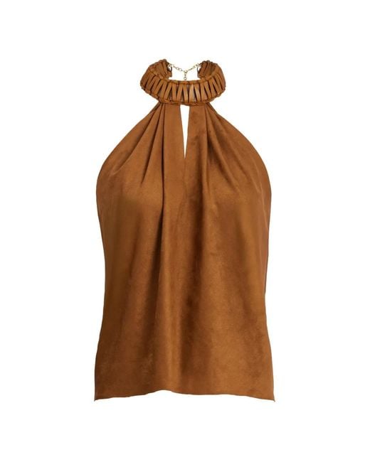 Silvia Tcherassi Brown Ann Halterneck Blouse