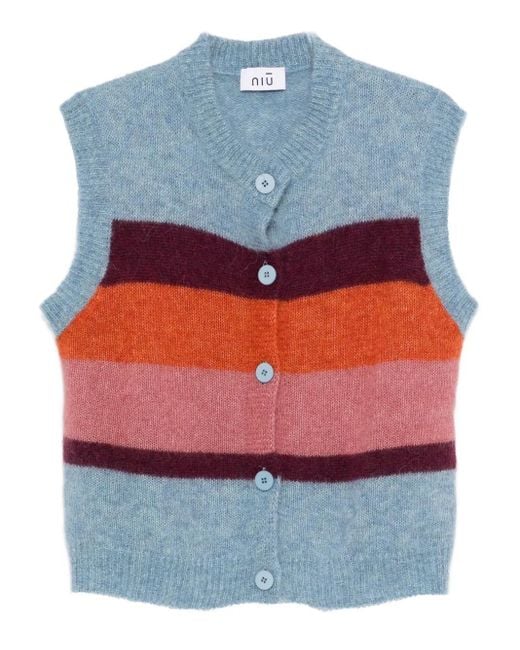 Chaleco a rayas con botones Niu de color Gray