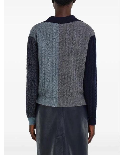 Ferragamo Blue Gancio-Detail Cable Knit
