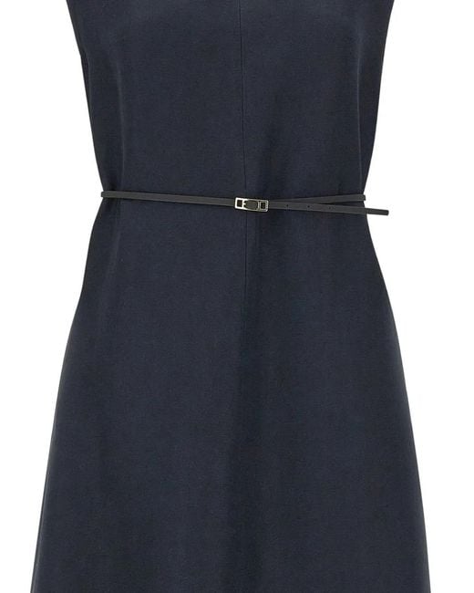 Fabiana Filippi Blue V-Neck Belt Midi Dress