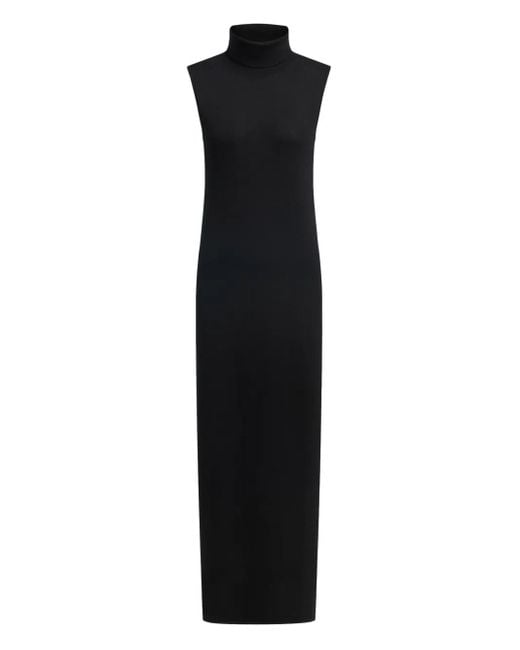 12 STOREEZ Black Roll-Neck Maxi Dress