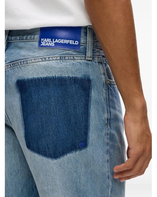 Karl Lagerfeld Blue Logo-Patch Jeans for men