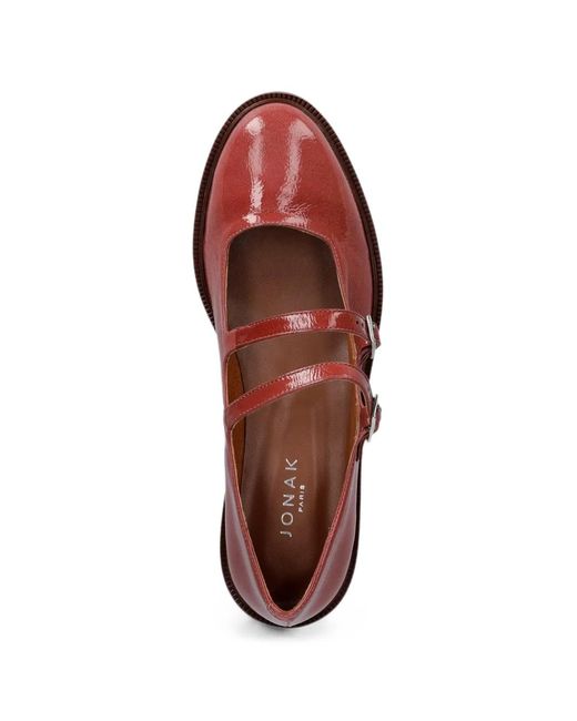 JONAK PARIS Red Ballerines En Cuir À Boucle Dreamy
