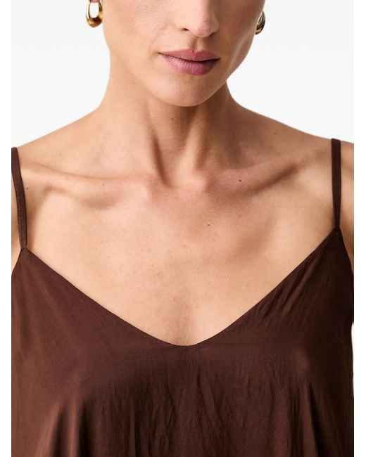 Haveone Brown Flared V-Neck Mini Dress