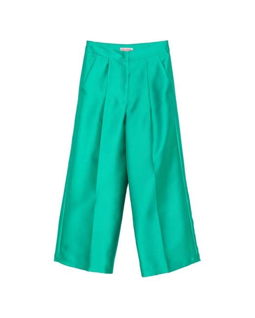 Carla G Green Satin-Finish Wide-Leg Palazzo Pants