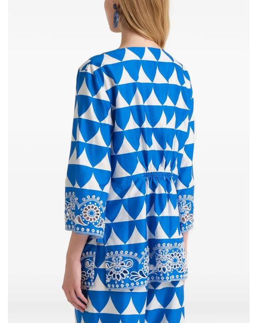 Maliparmi Blue V-Neck Blouse