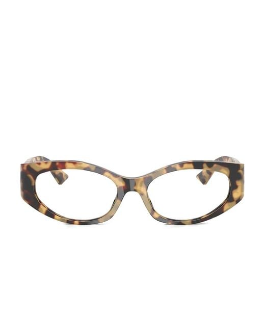 Versace Brown Tortoiseshell Rectangle-Frame Glasses