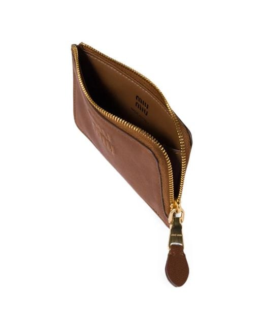 Miu Miu Brown Logo-Embossed Leather Wallet