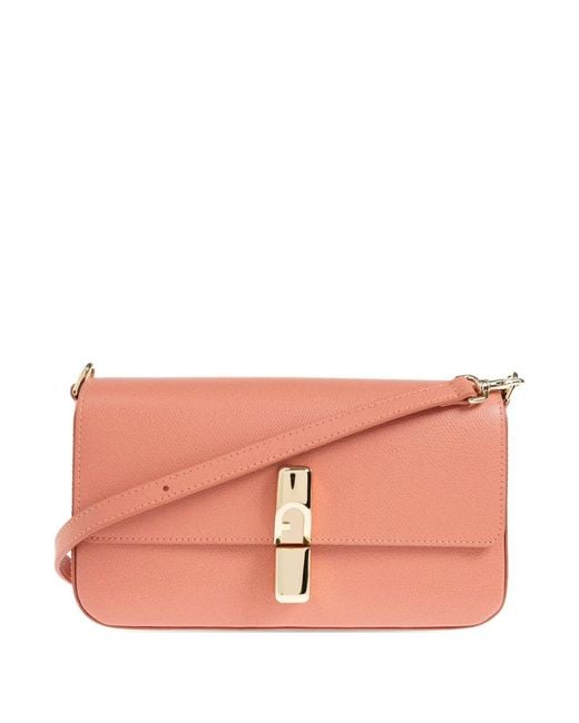 Furla Pink Iridie Leather Shoulder Bag