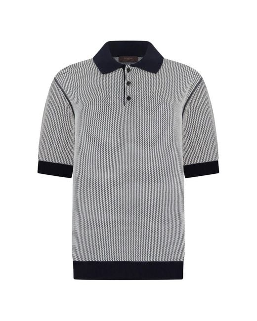 Slowear Gray Ribbed-Knit Polo Shirt for men