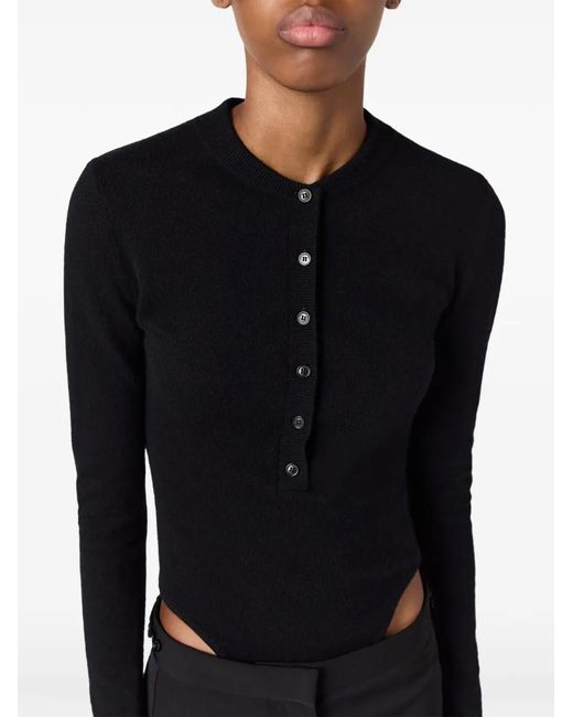 Stella McCartney Black Button-Placket Cut-Out Top