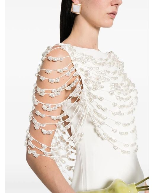 Cult Gaia White Meri Beaded Midi Dress