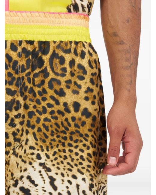 Roberto Cavalli Yellow Short À Imprimé Léopard for men
