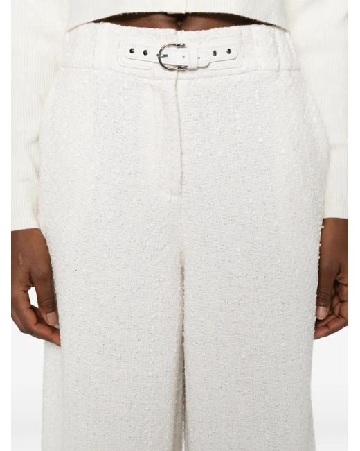 Maje White Wide-Leg Tweed Trousers