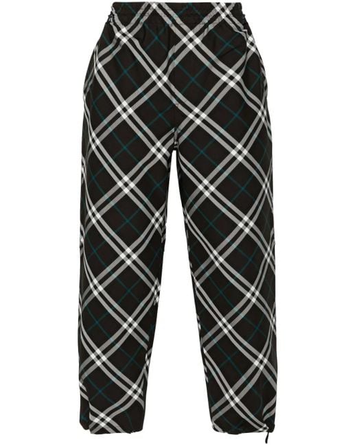Burberry Black Khaki Check Track Pants for men