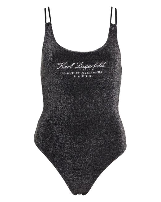 Karl Lagerfeld Black Hotel Karl Lurex Swimsuit