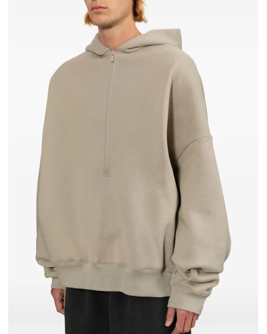 Essentials Natural Logo-Print Half-Zip Hoodie for men