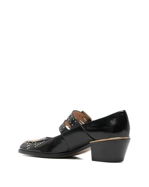 Chloé Black Susanna Buckle-Strap Pumps