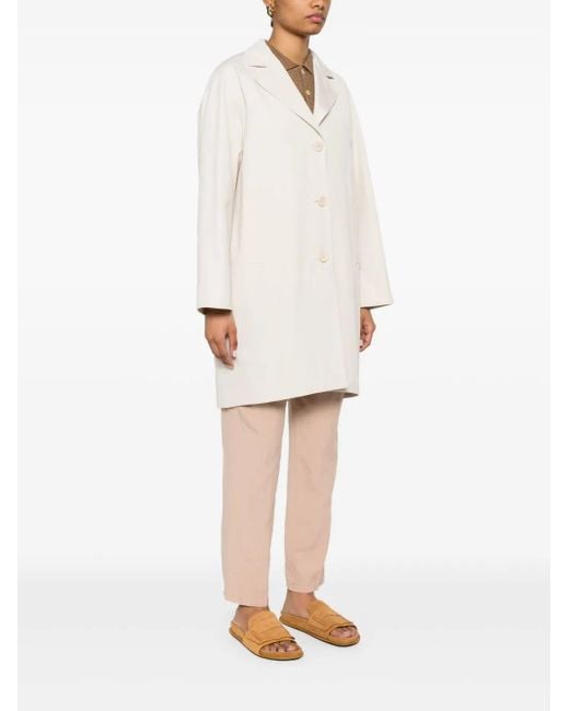 Aspesi White Kaiah Notched-Lapel Button-Up Coat