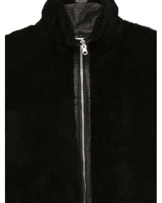 UTZON Black Shearling Zip-Up Reversible Jacket