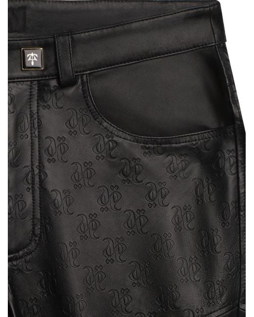 PLACE OF ELMS White Monolink-Debossed Leather Trousers for men