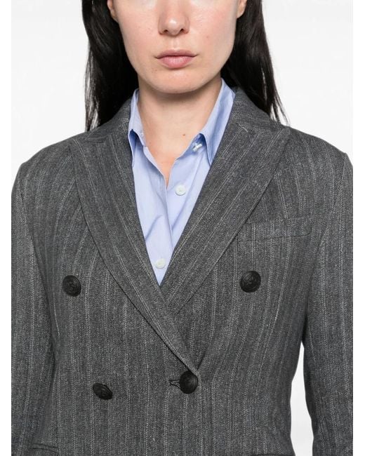 Circolo 1901 Gray Pinstripe-Patten Double-Breasted Blazer